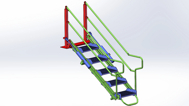 5 Steps Spring Cylinder Balanced Manual Folding Ladders for Platform