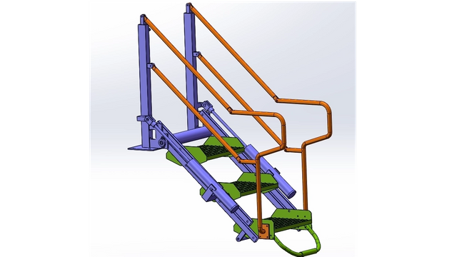Side-mounted three-step ladder