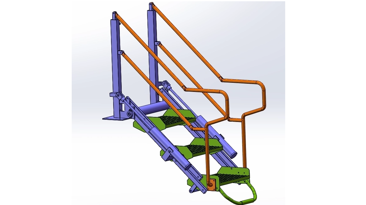 Side-mounted three-step ladder